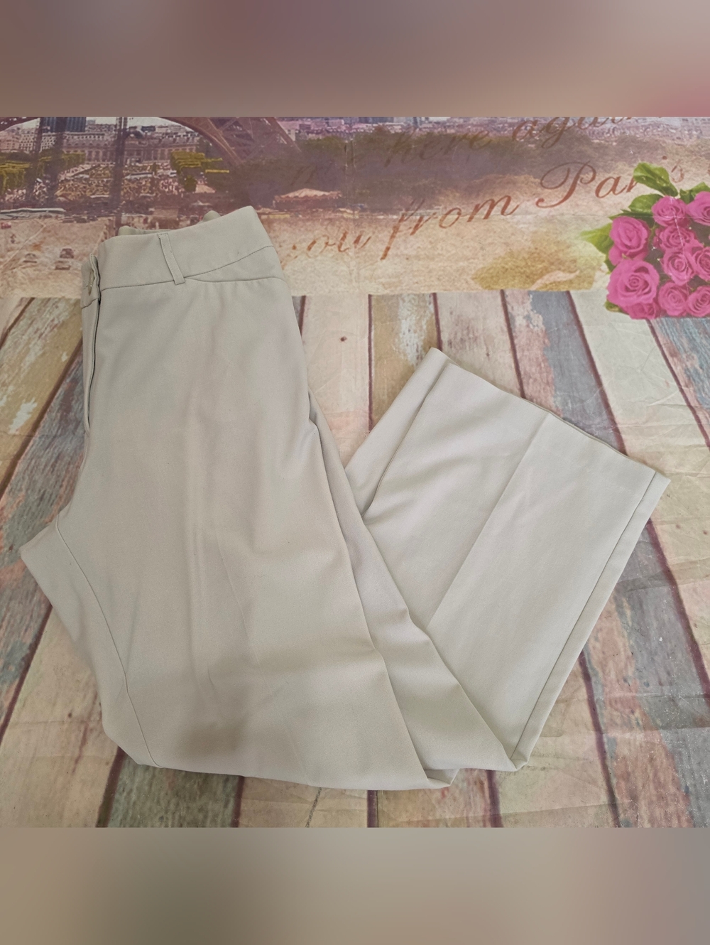 Sag Harbor Straight Leg Pants in Light Taupe Sz 14